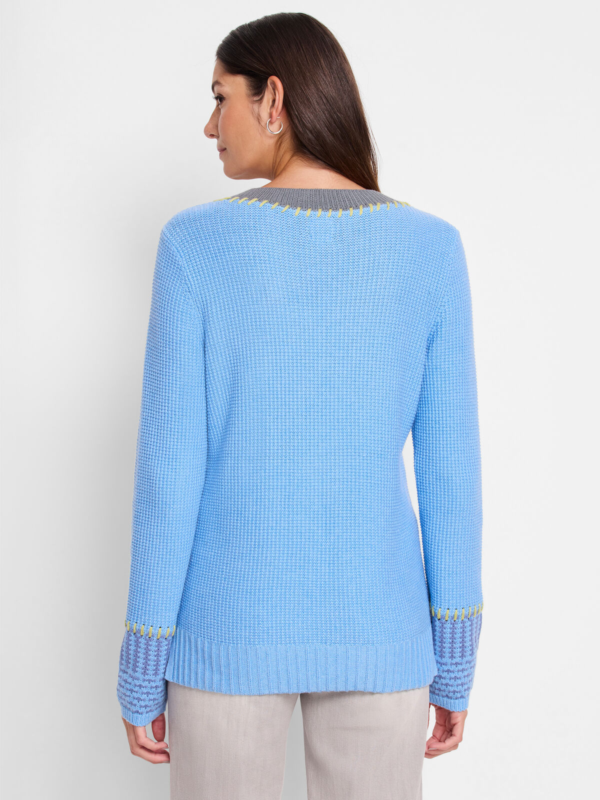 Top NIC + ZOE two tone pullover knit textured sweater M